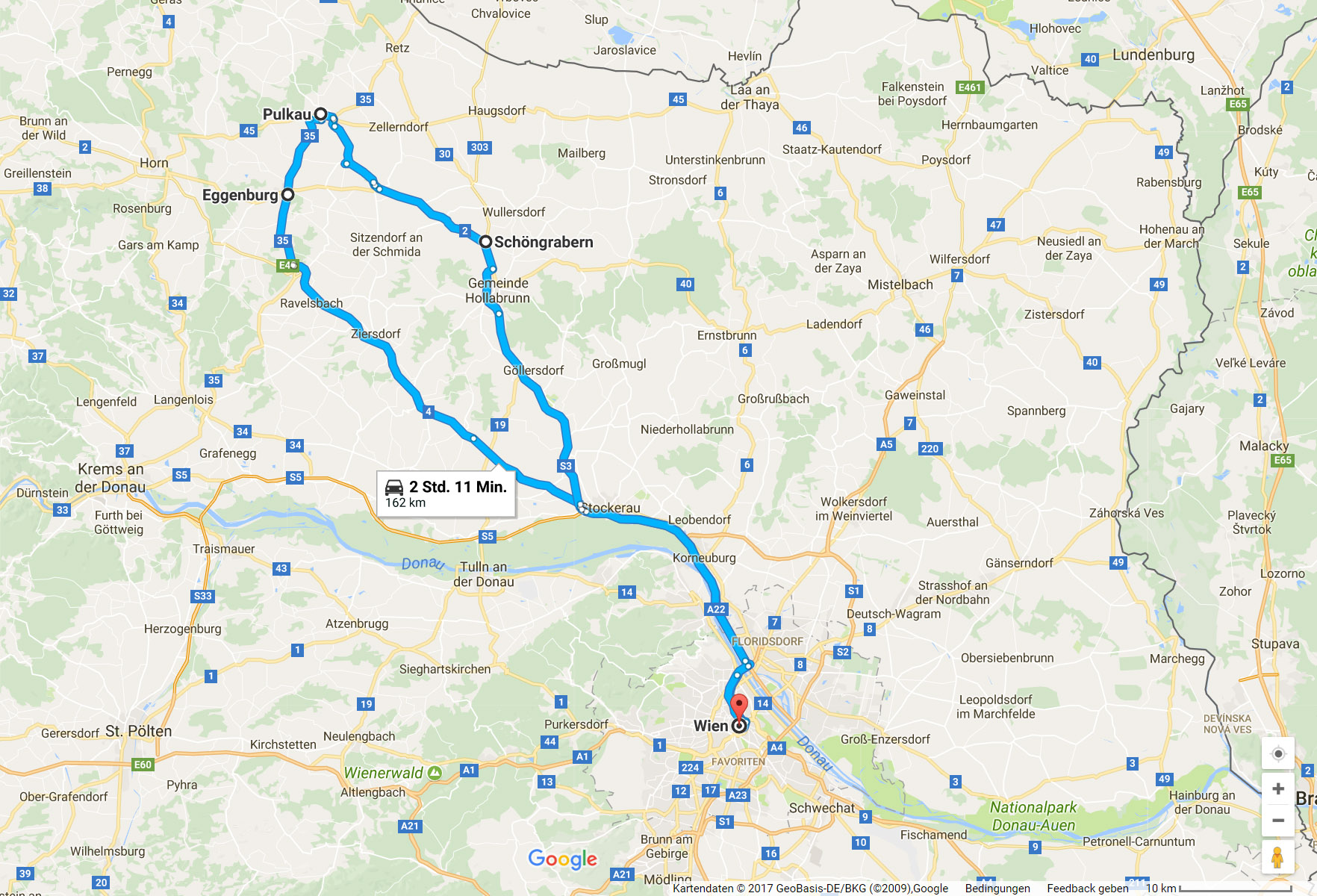 Rute Wien - Eggenburg